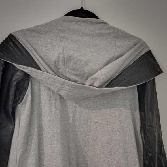 Indiana the Label Distressed leather and cotton drape jacket coat size 10 - Picture 8 of 14